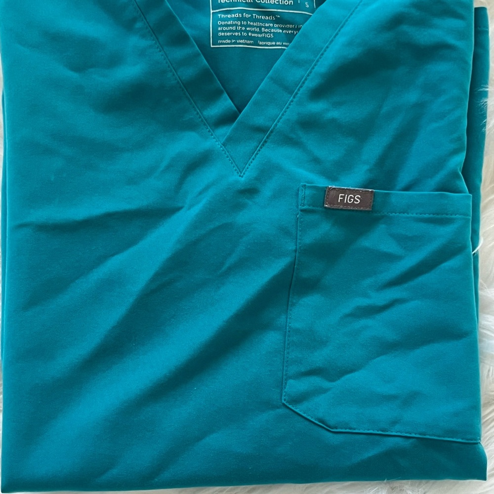 Figs Teal Scrub Top